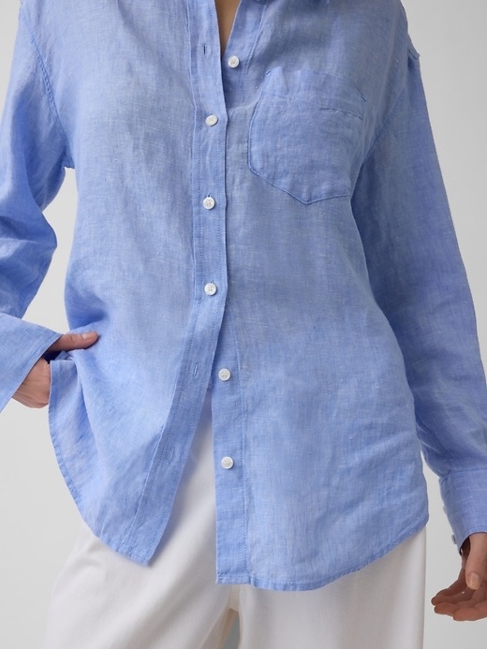 GAP Sky Blue Linen Button-Down Shirt - Picture 5 of 5